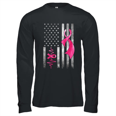 American Flag Pink Ribbon Breast Cancer Awareness Women Men Shirt & Hoodie | teecentury