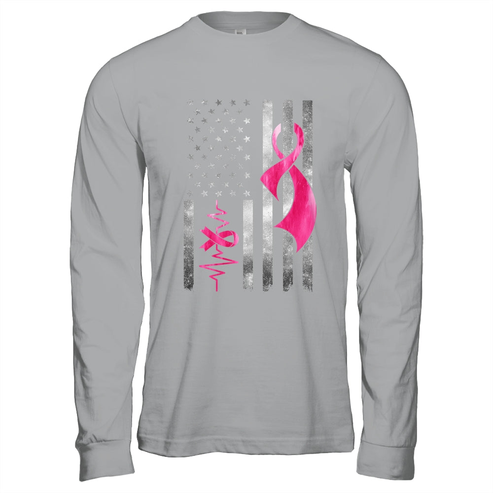 American Flag Pink Ribbon Breast Cancer Awareness Women Men Shirt & Hoodie | teecentury