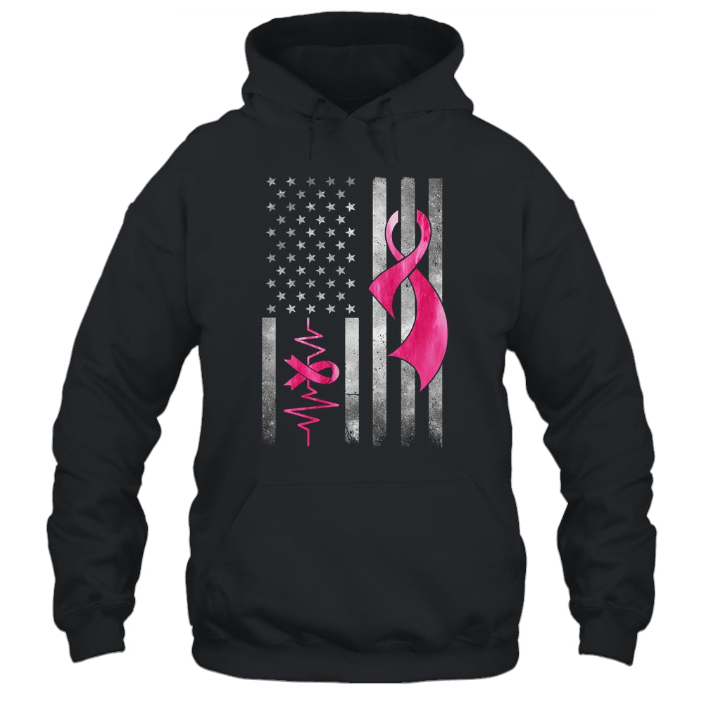 American Flag Pink Ribbon Breast Cancer Awareness Women Men Shirt & Hoodie | teecentury