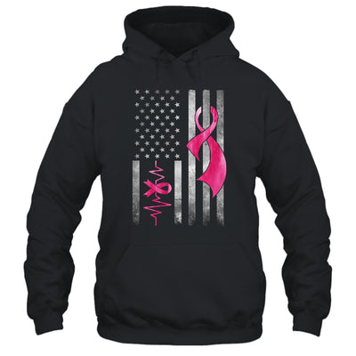 American Flag Pink Ribbon Breast Cancer Awareness Women Men Shirt & Hoodie | teecentury