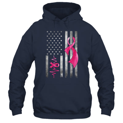 American Flag Pink Ribbon Breast Cancer Awareness Women Men Shirt & Hoodie | teecentury