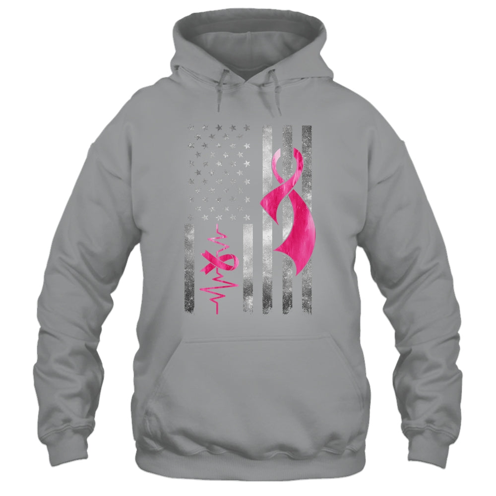 American Flag Pink Ribbon Breast Cancer Awareness Women Men Shirt & Hoodie | teecentury