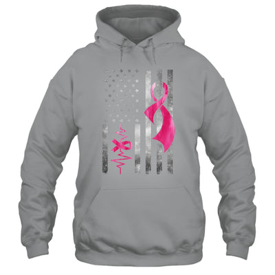 American Flag Pink Ribbon Breast Cancer Awareness Women Men Shirt & Hoodie | teecentury