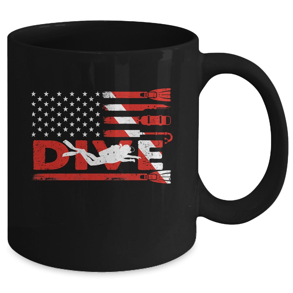 American Flag Scuba Diving For Men Women Scuba Diving Mug | teecentury