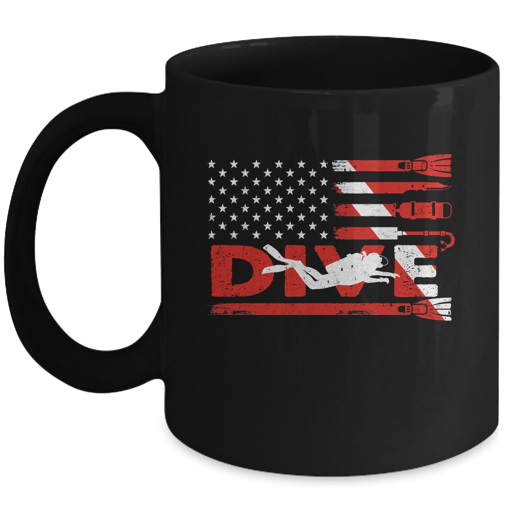 American Flag Scuba Diving For Men Women Scuba Diving Mug | teecentury