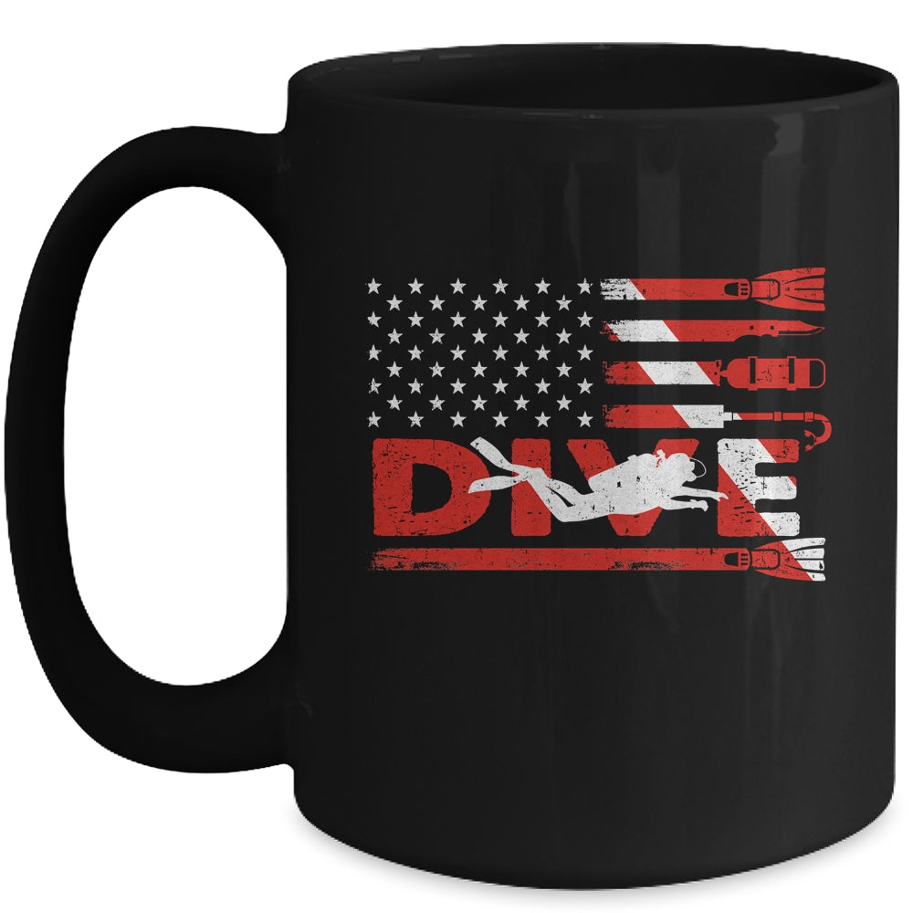 American Flag Scuba Diving For Men Women Scuba Diving Mug | teecentury