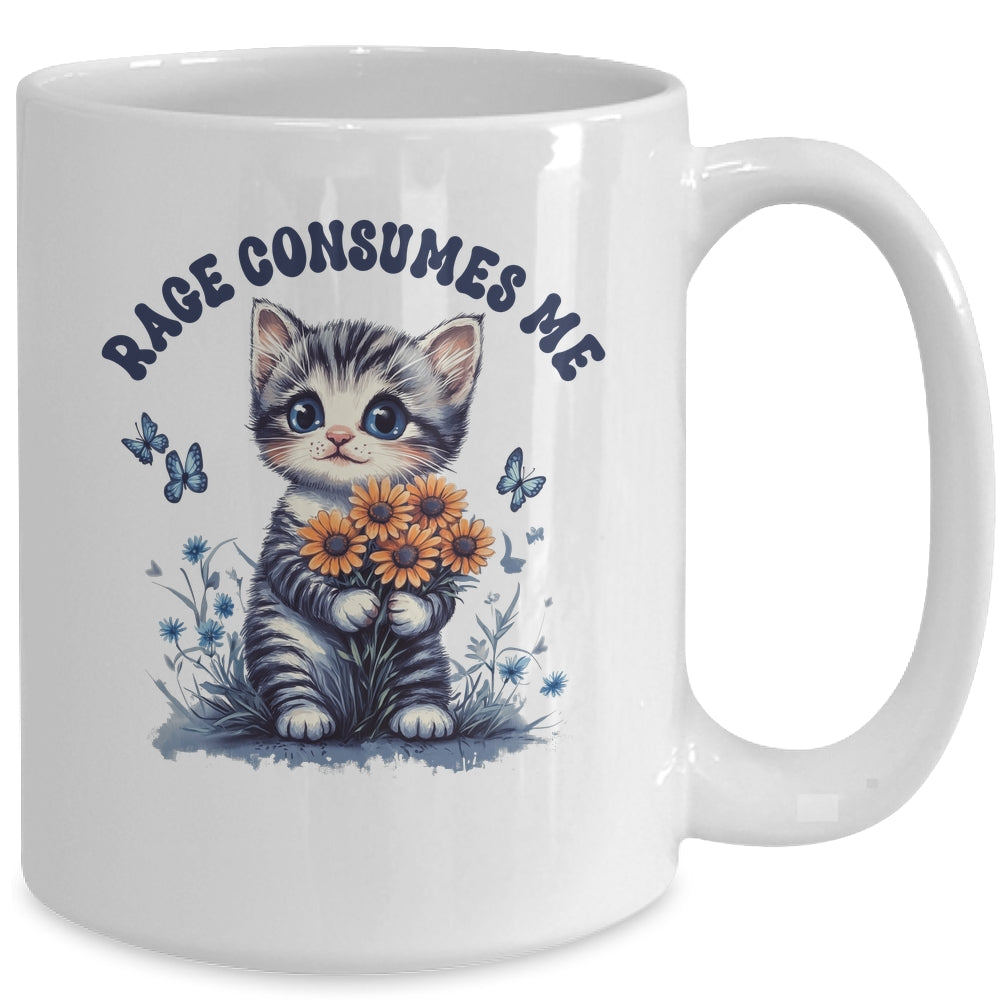 Anger Angry Emotion Funny Rage Consumes Me Cat Kitten Flower Mug | teecentury