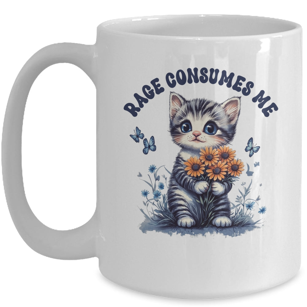 Anger Angry Emotion Funny Rage Consumes Me Cat Kitten Flower Mug | teecentury