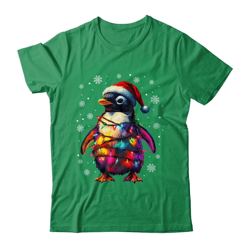 Animal Design Penguin Christmas Light Penguin Satan Hat Shirt & Sweatshirt | teecentury