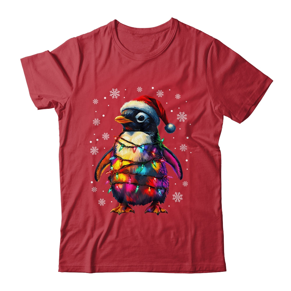 Animal Design Penguin Christmas Light Penguin Satan Hat Shirt & Sweatshirt | teecentury