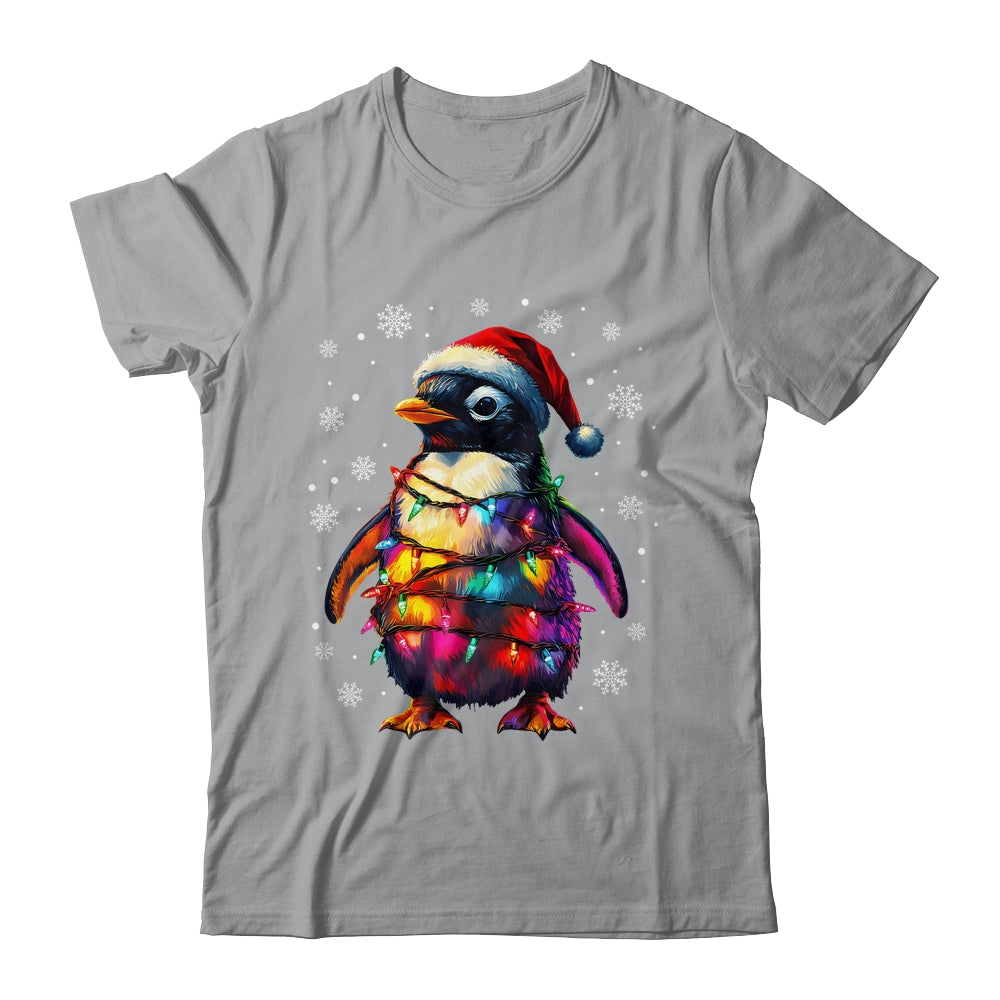 Animal Design Penguin Christmas Light Penguin Satan Hat Shirt & Sweatshirt | teecentury