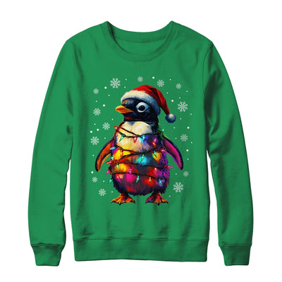 Animal Design Penguin Christmas Light Penguin Satan Hat Shirt & Sweatshirt | teecentury