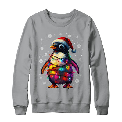 Animal Design Penguin Christmas Light Penguin Satan Hat Shirt & Sweatshirt | teecentury