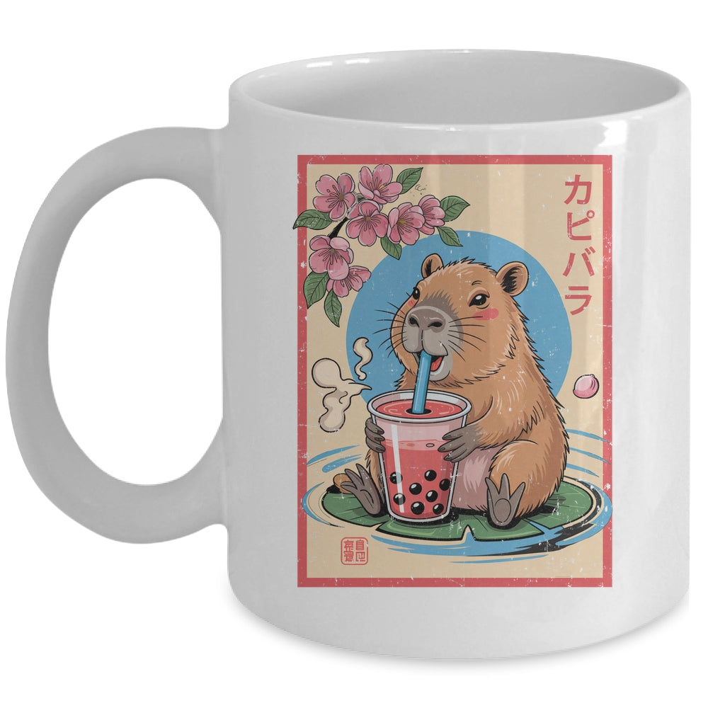 Anime Capybara Graphic Tees Kawaii Japanese Vintage Capybara Mug | teecentury