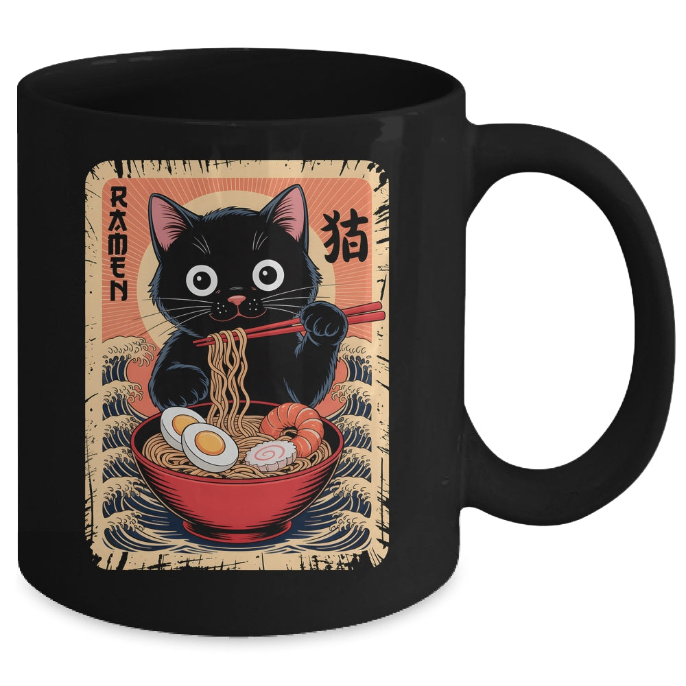 Anime Cat Ramen Japanese Funny Graphic Kawaii Cat Anime Mug | teecentury
