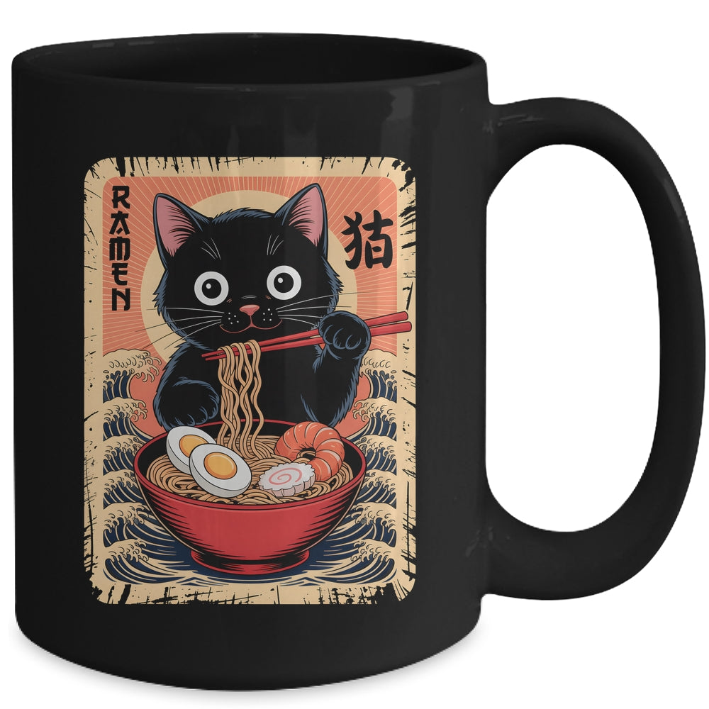 Anime Cat Ramen Japanese Funny Graphic Kawaii Cat Anime Mug | teecentury