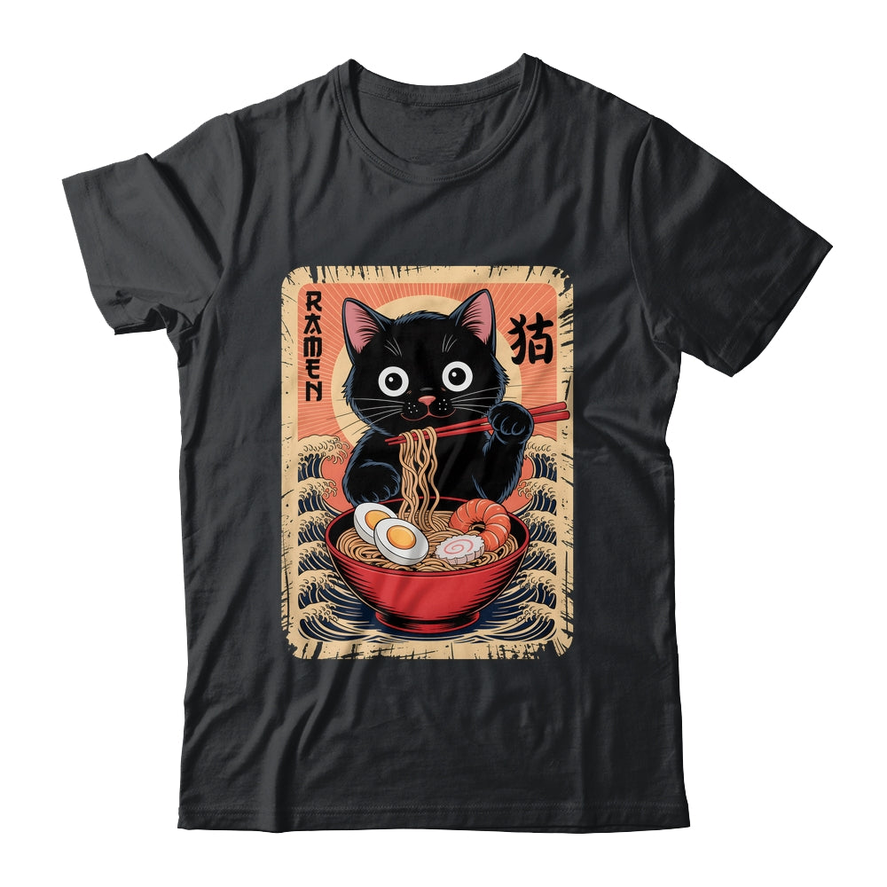 Anime Cat Ramen Japanese Funny Graphic Kawaii Cat Anime Shirt & Tank Top | teecentury
