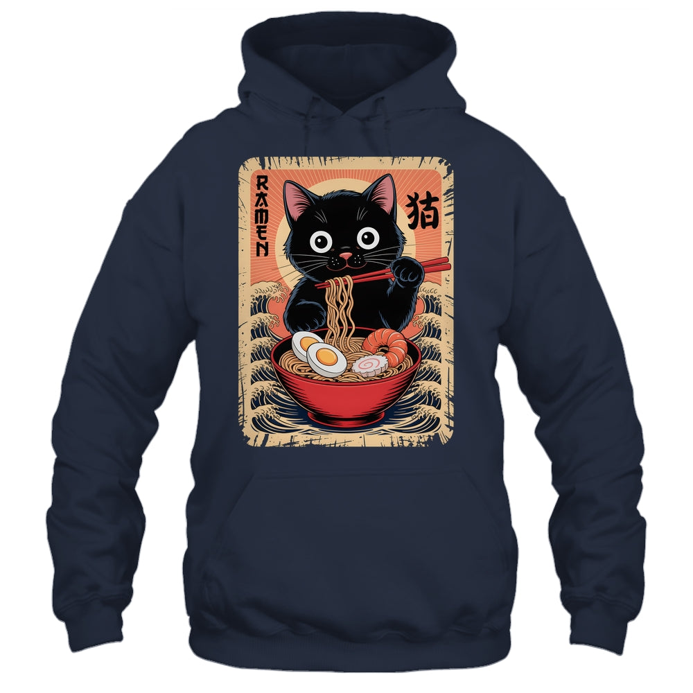 Anime Cat Ramen Japanese Funny Graphic Kawaii Cat Anime Shirt & Tank Top | teecentury