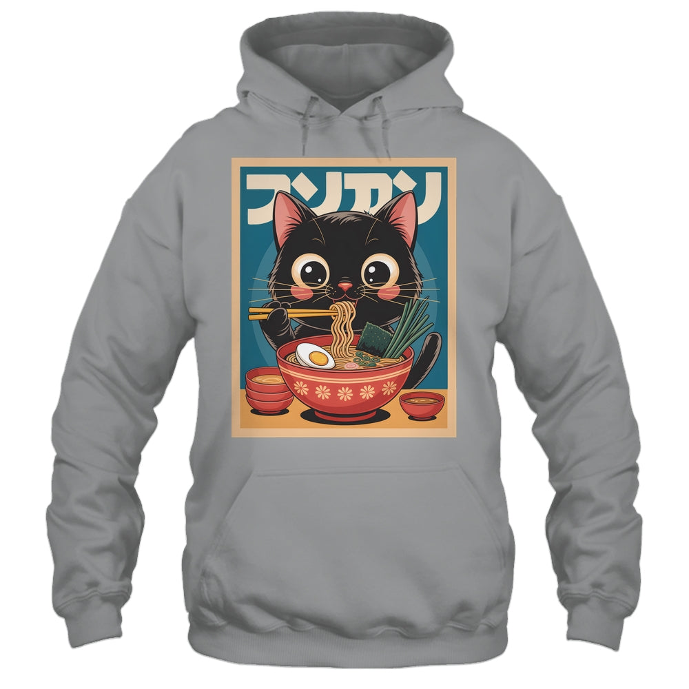 Anime Cat Ramen Japanese Funny Japanese Kawaii Cat Graphic Shirt & Tank Top | teecentury