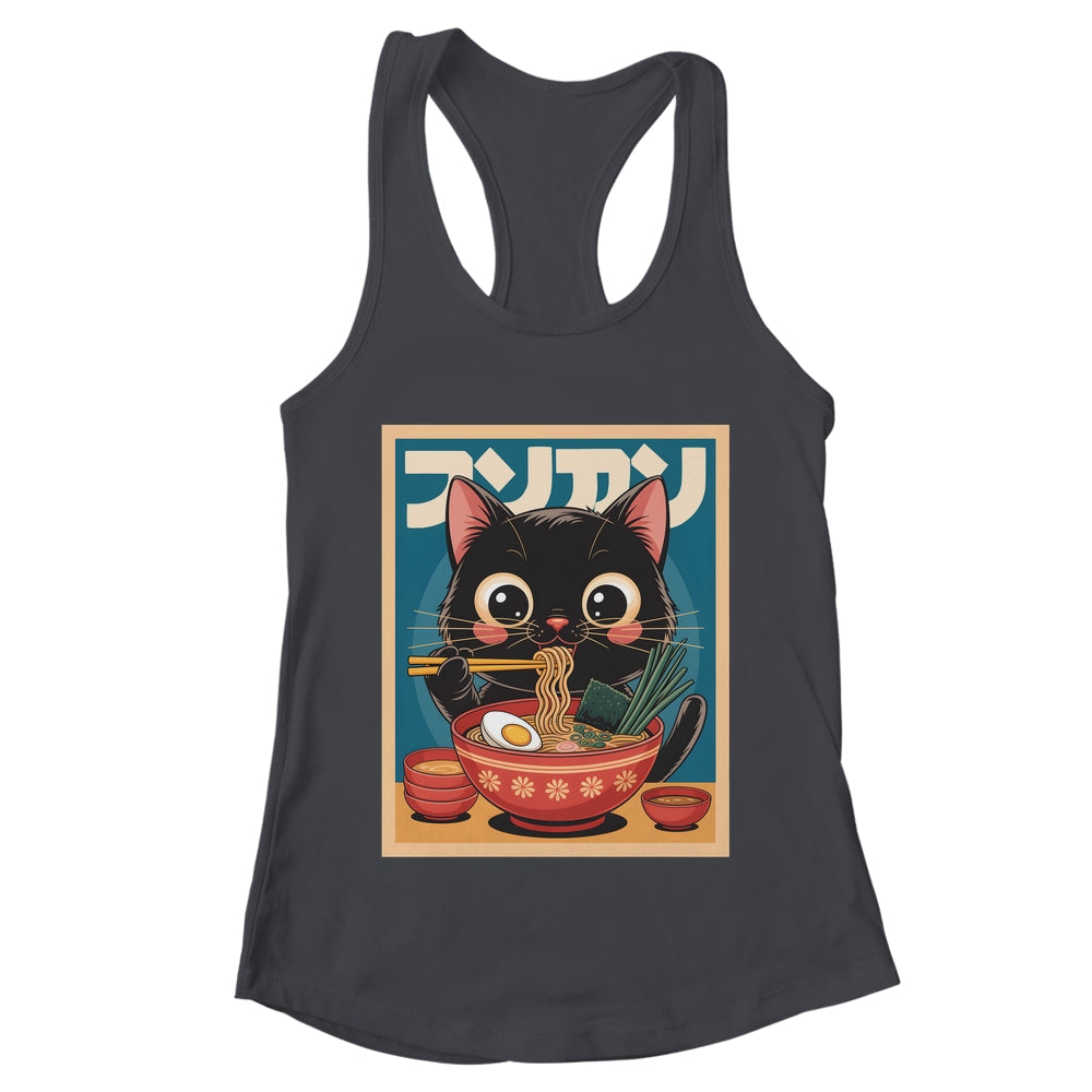 Anime Cat Ramen Japanese Funny Japanese Kawaii Cat Graphic Shirt & Tank Top | teecentury