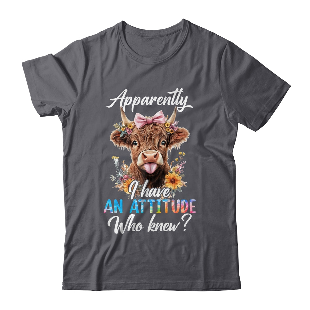 Apparently I Have An Attitude Who Knew Sarcasm Highland Cow Shirt & Tank Top | teecentury
