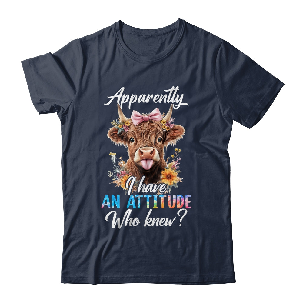 Apparently I Have An Attitude Who Knew Sarcasm Highland Cow Shirt & Tank Top | teecentury