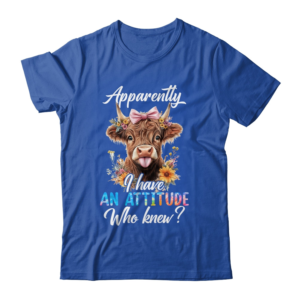 Apparently I Have An Attitude Who Knew Sarcasm Highland Cow Shirt & Tank Top | teecentury