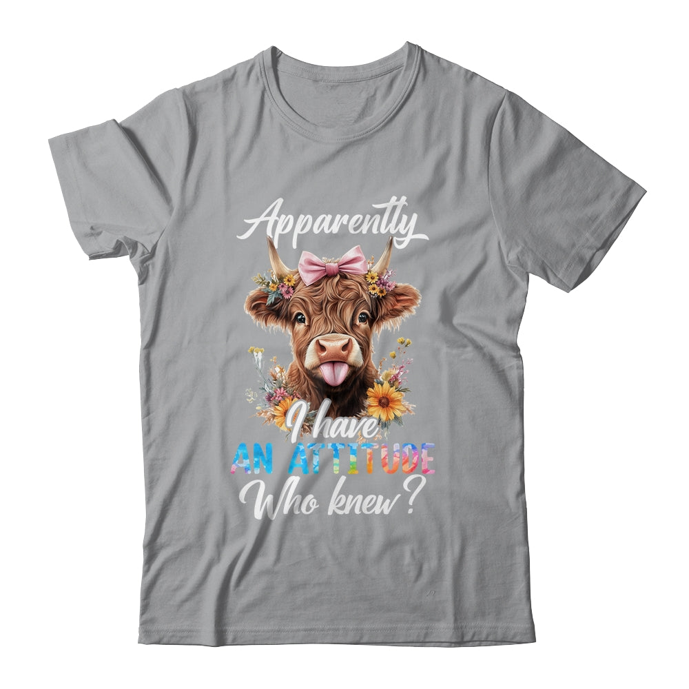 Apparently I Have An Attitude Who Knew Sarcasm Highland Cow Shirt & Tank Top | teecentury