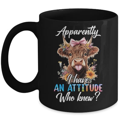 Apparently I Have An Attitude Who Knew Sarcasm Highland Cow Mug | teecentury