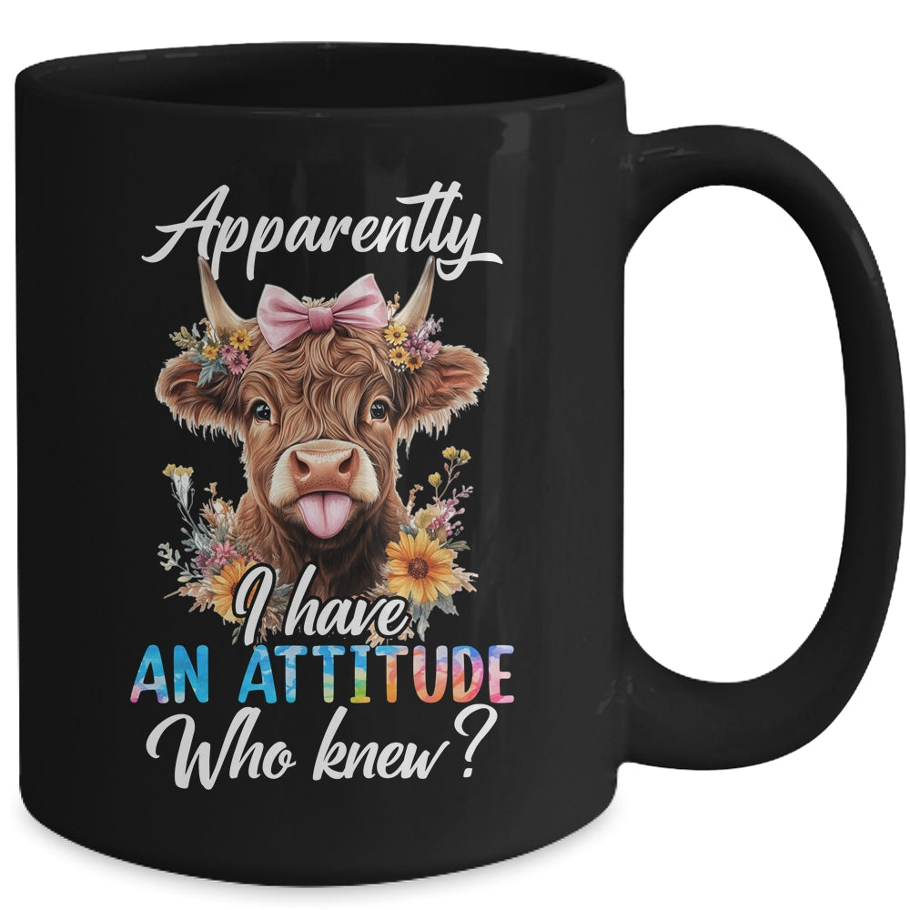 Apparently I Have An Attitude Who Knew Sarcasm Highland Cow Mug | teecentury