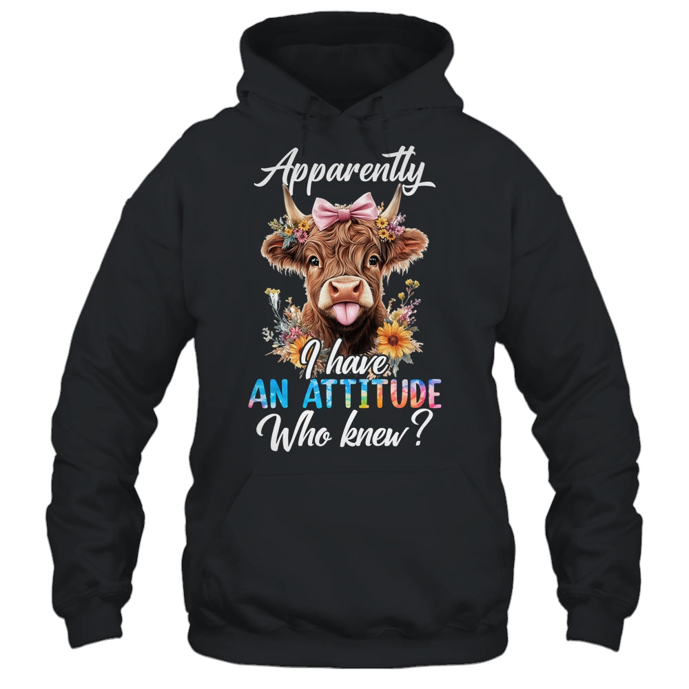 Apparently I Have An Attitude Who Knew Sarcasm Highland Cow Shirt & Tank Top | teecentury