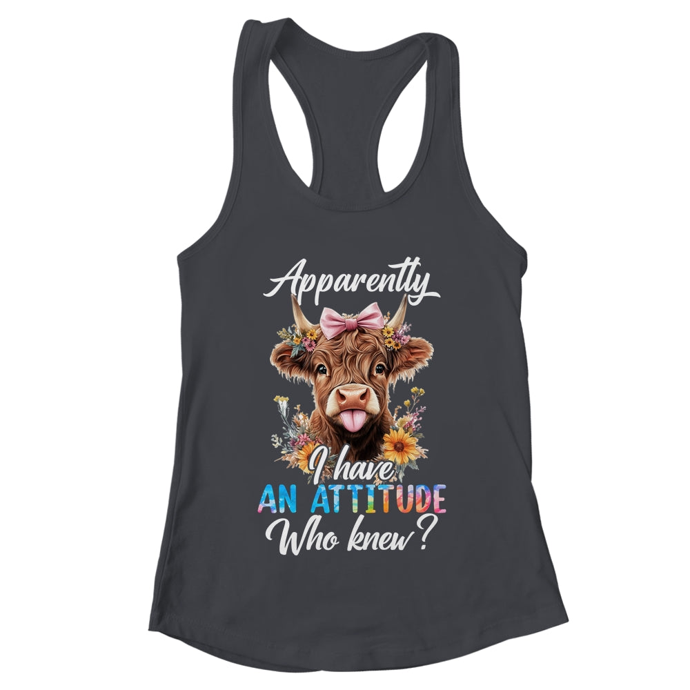 Apparently I Have An Attitude Who Knew Sarcasm Highland Cow Shirt & Tank Top | teecentury