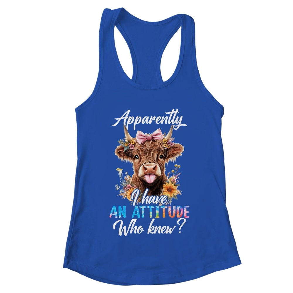 Apparently I Have An Attitude Who Knew Sarcasm Highland Cow Shirt & Tank Top | teecentury
