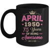 April 1950 75 Years Of Being Awesome Retro 75th Birthday Mug | teecentury