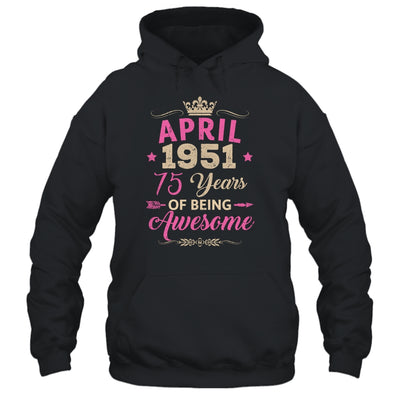 April 1951 75 Years Of Being Awesome Retro 75th Birthday Shirt & Tank Top | teecentury