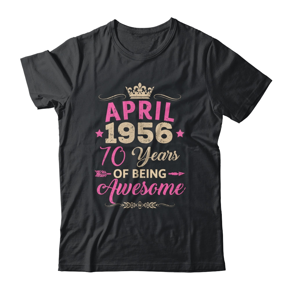April 1956 70 Years Of Being Awesome Retro 70th Birthday Shirt & Tank Top | teecentury