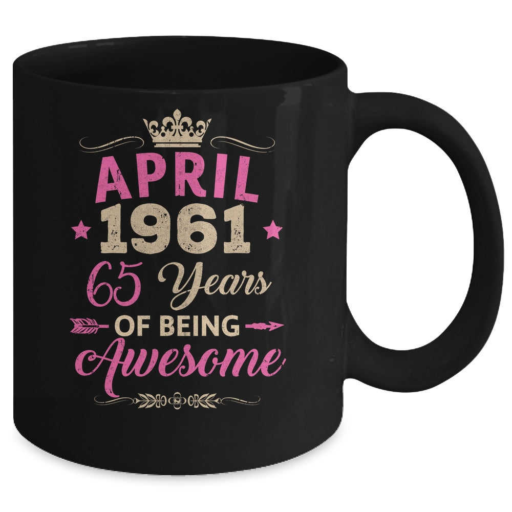 April 1961 65 Years Of Being Awesome Retro 65th Birthday Mug | teecentury