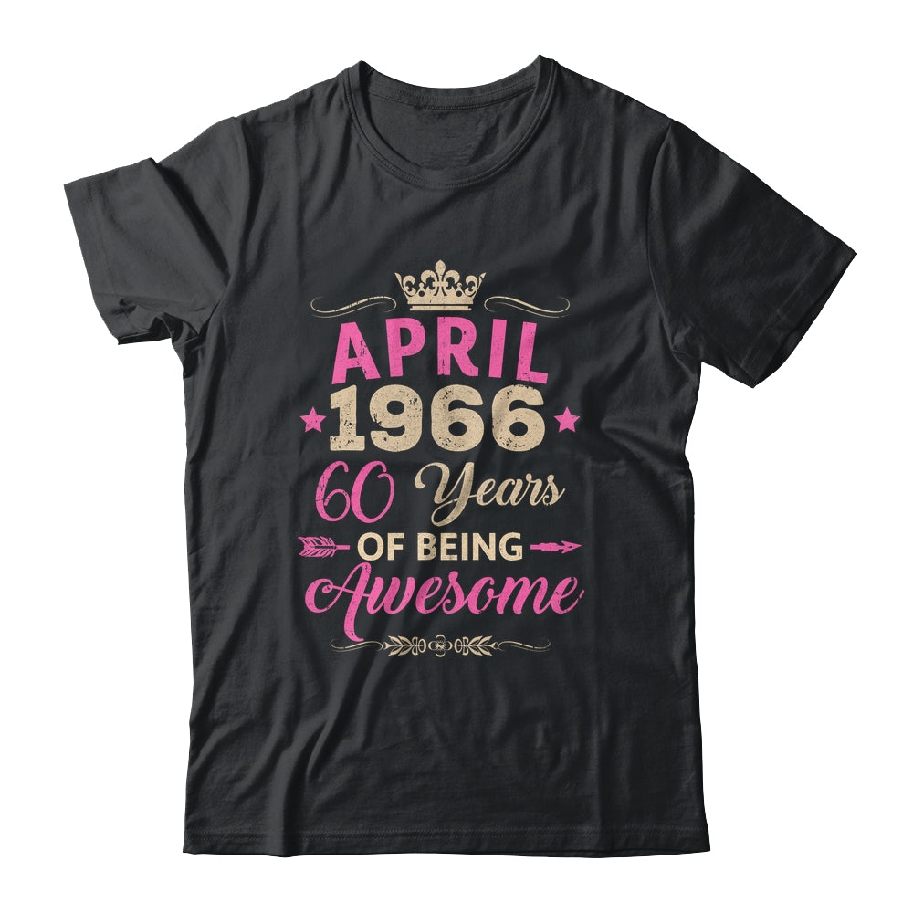 April 1966 60 Years Of Being Awesome Retro 60th Birthday Shirt & Tank Top | teecentury
