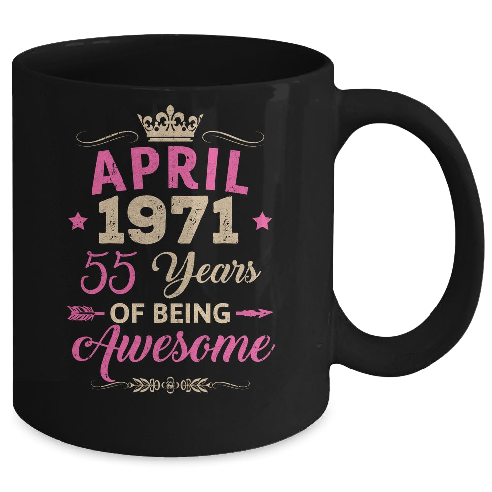 April 1971 55 Years Of Being Awesome Retro 55th Birthday Mug | teecentury