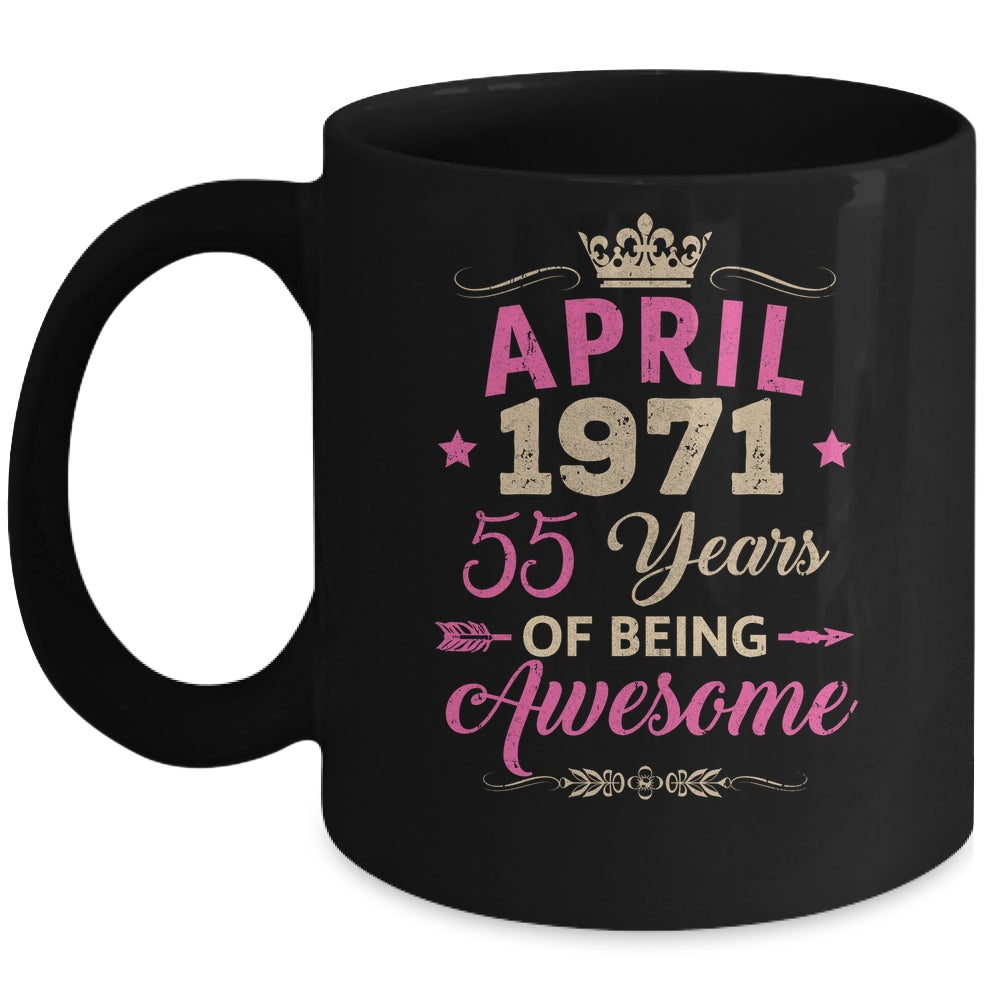 April 1971 55 Years Of Being Awesome Retro 55th Birthday Mug | teecentury