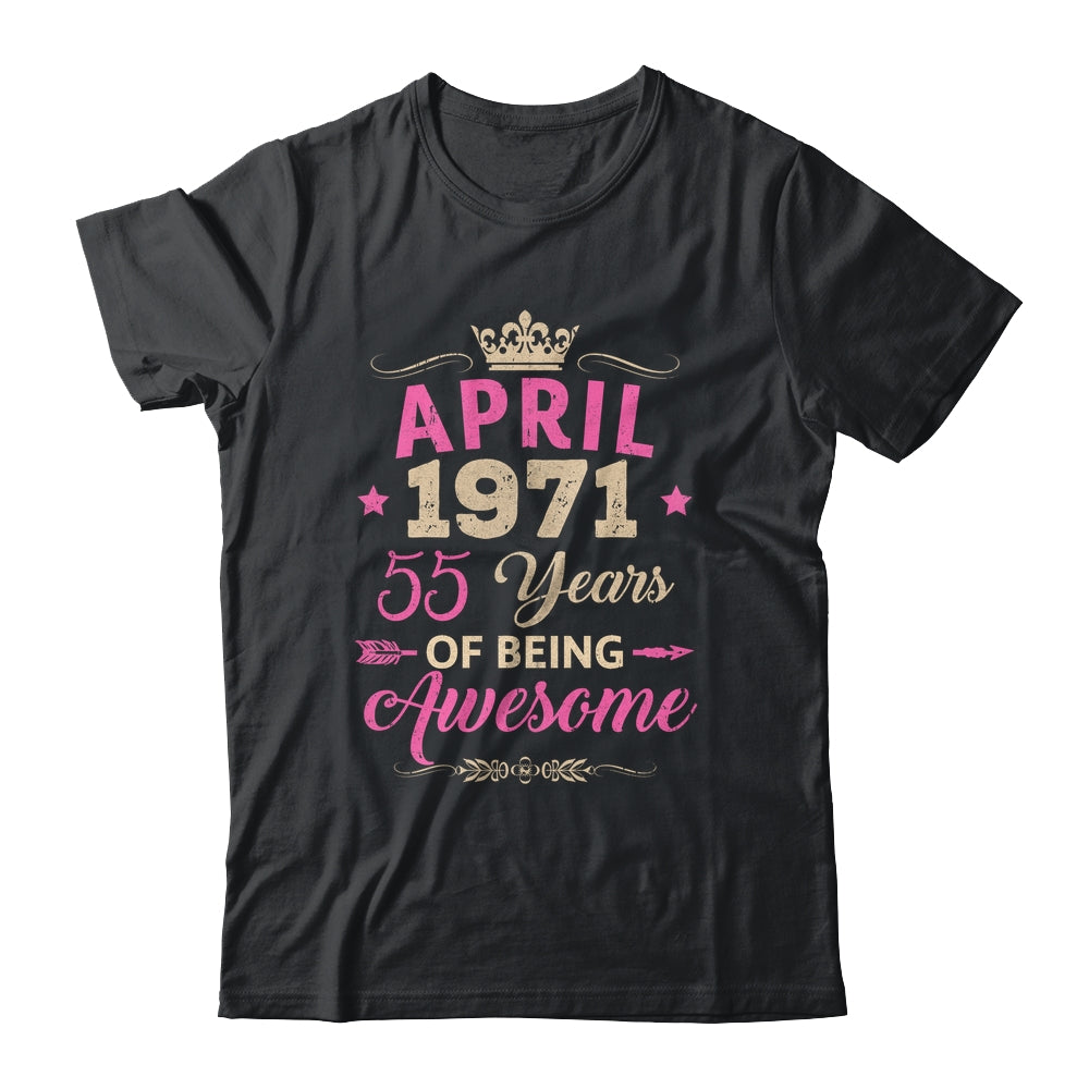 April 1971 55 Years Of Being Awesome Retro 55th Birthday Shirt & Tank Top | teecentury