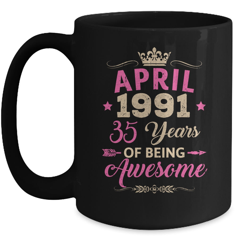 April 1991 35 Years Of Being Awesome Retro 35th Birthday Mug | teecentury
