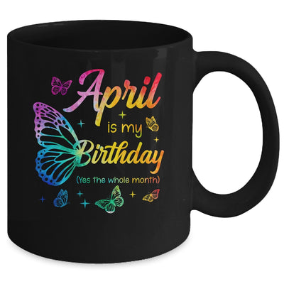 April Birthday For Women Girls Butterfly Tie Dye Theme Mug | teecentury