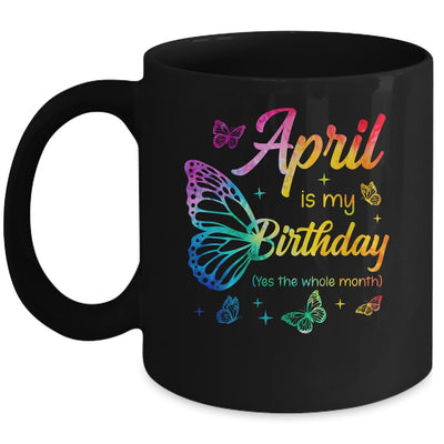 April Birthday For Women Girls Butterfly Tie Dye Theme Mug | teecentury