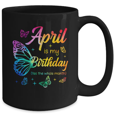 April Birthday For Women Girls Butterfly Tie Dye Theme Mug | teecentury
