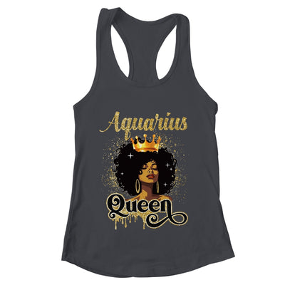 Aquarius Queen Birthday Afro Girls Black Zodiac Birthday Shirt & Tank Top | teecentury