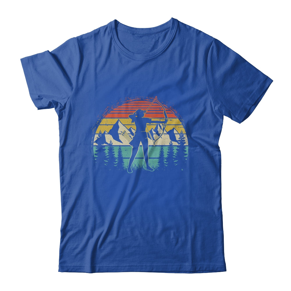 Archery Girl Women Archer Bow Vintage Retro Sunset Design Shirt & Tank Top | teecentury