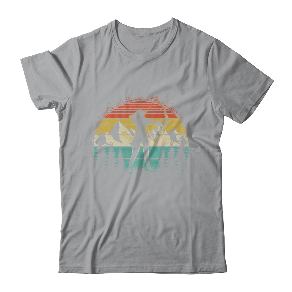 Archery Girl Women Archer Bow Vintage Retro Sunset Design Shirt & Tank Top | teecentury