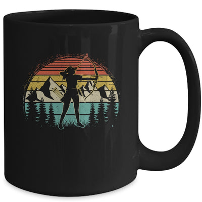 Archery Girl Women Archer Bow Vintage Retro Sunset Design Mug | teecentury
