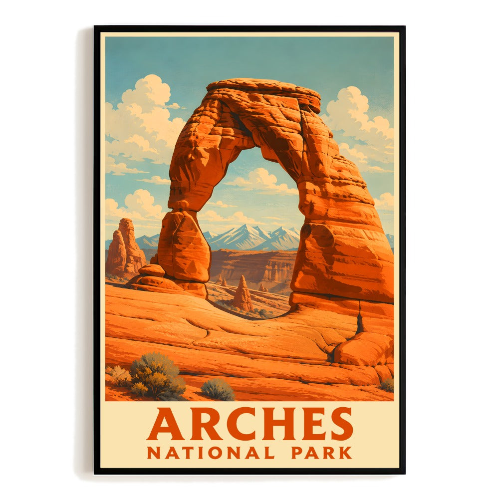 Arches National Park Utah Travel Poster Delicate Arch Red Rock Desert Vintage Wall Art Print Painting Ideal For Home Bedroom Decor Souvenir Adventure Gift Unframed | teecentury